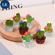 LK 4/1Pcs Mini Transparent Cactus Bonsai Figurines / Car Dashboard Decorative Accessories / Cute Min