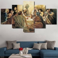 Lukisan Perjamuan Terakhir Yesus Premium Big Size 5 Panel 185x100cm