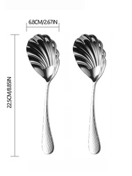 2Pcs Shell-Shaped Serving Spoons 18/10(304) Stainless Steel Vegetable Spoons 8.8inch (Approximately