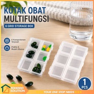 TaffOmicron Multifunctional Plastic Medicine Box Storage Box 6 Grids 1 PCS - HK6