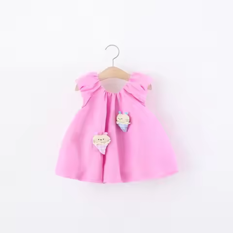 Wave Point Bow Baby Girl Dress Summer New Cute Ice Cream Children'S Clothes (9 Months -4 Years Old)