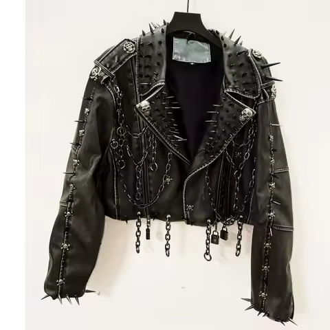 Leather vintage Jacket Skull Jacket gothic Leather vintage Jacket harajuku Jacket gothic clothes y2k