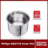 Philips HD2778 Inner Pot. 6 Litres Capacity.Stainless Steel. Use for Philips HD2137, HD2237, HD2178, HD2145.