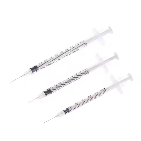 5Pcs 0.3/0.5/1ML Disposable Plastic Veterinary Syringe Orange Cap Sterile Insulin Syringe With Needl