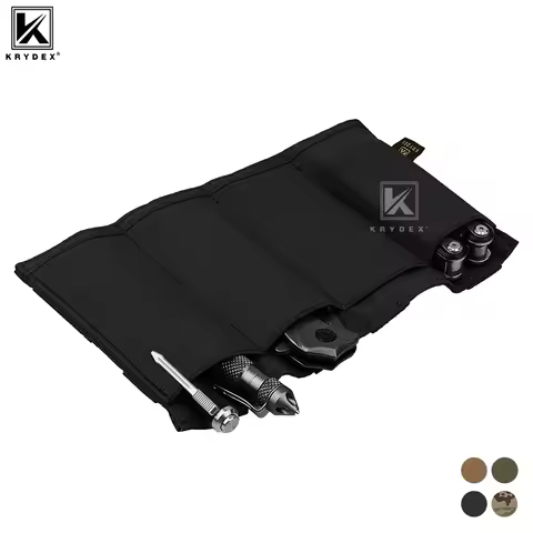 KRYDEX Quadruple Elastic Magazine Pouch, Open‑Top SMG Mag Holder Fit MP7 / Kriss, Tactical MOLLE Mag