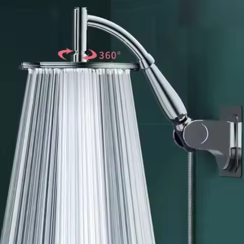 High Pressure Rainfall Shower Head Large Stainless Steel Curved Shower Extension Square Shower Head 