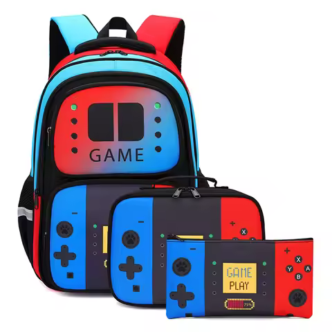 Creative game console printed school backpack 3pecs/set backpacks for teenage boys girls Nylon water