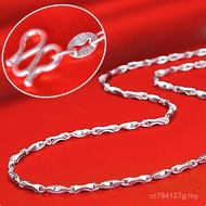 Women Simple Pure Silver 999 Women Necklace S999 Necklace Silver Necklace Trendy Sterling Silver Men