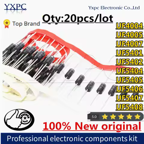 20pcs diode UF4004 UF4005 UF4007 UF5401 UF5402 UF5404 UF5405 UF5406 UF5407 UF5408 diodes