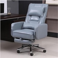 Ergonomic Office Chair, Technology Leather Managerial Executive Chairs with Lumbar Support Headrest, Sedentary Comfortable Boss Chair, 175° Reclining Computer Chair (Color : Blue) lofty ambition