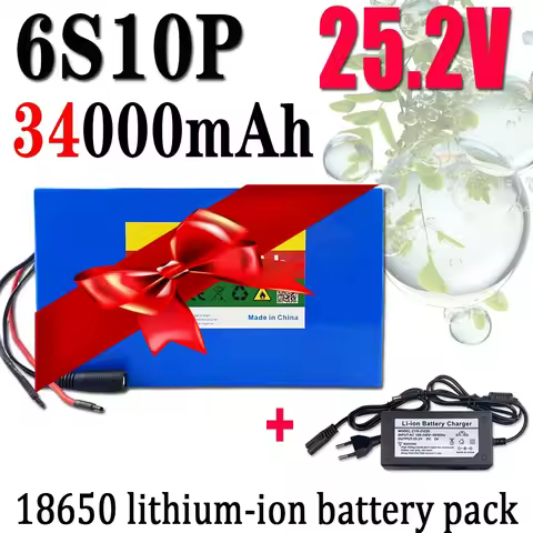 6S10P battery pack with BMS for scooters+25.2V 2A charger 25.2V 34000mAh 18650 lithium-ion rechargea
