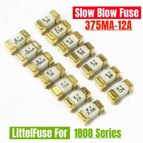 10PCS Original LF 1808 SMD Slow Blow Fuse 125V T 375mA-12A 375mA 500mA 750mA 0.5A 0.75A 1A 1.5A 2A 2