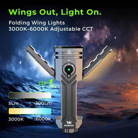 Wurkkos HD02 Flashlight 3200Lumen LED Camping Light, Rechargeable, Magnetic Flashlight, Folding Lant