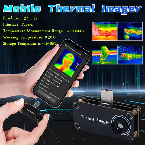 Mobile Thermal Imager 32*32 Pixels -20~1000°C Thermal Camera Thermal Imaging Camera for Android Type