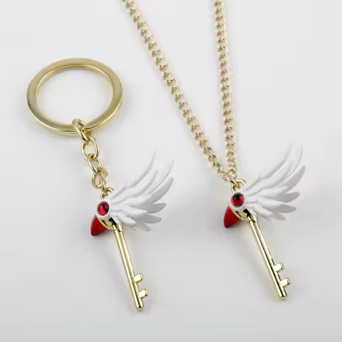 Anime Cartoon Card Captor Sakura Choker Necklaces Keychain Cardcaptor Sakura Clow Charm Pendant KINO