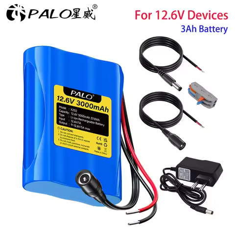 12.6V 3000mAh Rechargeable Battery Pack 3Ah Lithium ion Battery for 12.6V Devices RC Car Boat Toys D