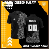 Jersey Custom Name and Number and Design Retro Collar  Murah Perempuan Budak Hitam Premium Baju Raya