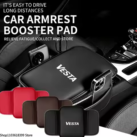 Leather Car Armrest Box Pad Center Console Arm Rest Protector Storage Pocket for LADA VESTA car acce