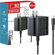 60w Charger for Nintendo - Switch 2 AC Adapter, 20V 3A Fast Charging with 5FT USB C Cord Cable for S