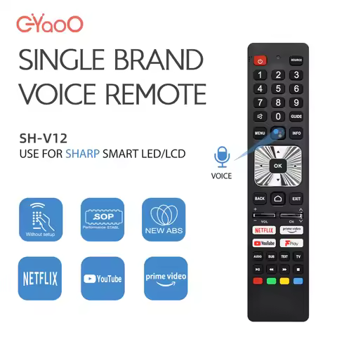 SHWRMC0139N Voice Remote Control SH-V12 Suitable for Sharp Smart TVs Compatible with 43EL4EA 55FN2EA
