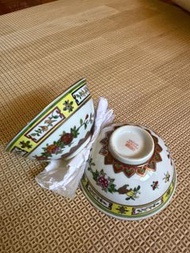 景德鎮70年代民用瓷 五彩貼金湯碗 飯碗 寓意吉祥 708090 789民國 花開富貴 蝶戀花 喜上眉梢連支相依  石榴累累多子多福  牡丹富貴 家庭幸福 千房同膜千子如一