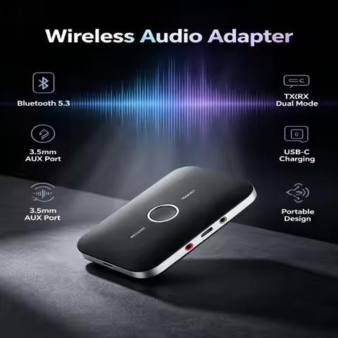 Low Latency 2-in-1 Bluetooth Transmitter Receiver 3.5mm AUX Wireless Adapter For TV Movie Headphone 