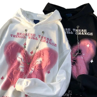 เสื้อสเวตเตอร์คอกลมมีฮู้ดสำหรับผู้ชายและผู้หญิง Y2k ทรงหลวมไซส์ใหญ่ฤดูใบไม้ผลิฤดูใบไม้ร่วงและเสื้อฮู