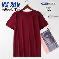 🇲🇾 DESINCE Men Ice Silk T-shirt Man Short Sleeve V-neck Tees Cooling Seamless Inner Top Baju Lengan Pendek Lelaki MT 057
