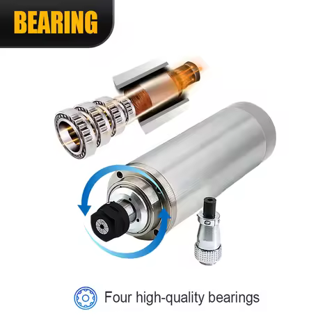 HLTNC 5.5KW 380V ER25 Water Cooled Spindle 125mm 400Hz 24000Rpm Spindle With 4 Bearing For CNC Wood 