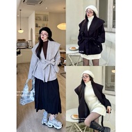 COATWINK🪻OPERA WOOLEN COAT Short Waist Tie Wool Premium Fabric Winter Coat Woman Winter Jacket Woman