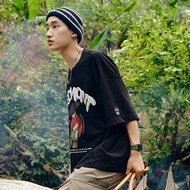 GXG 23 Men's Clothing Trendy Pure Cotton Printed Cartoon Round Neck Short Sleeve American T-Shirt Su