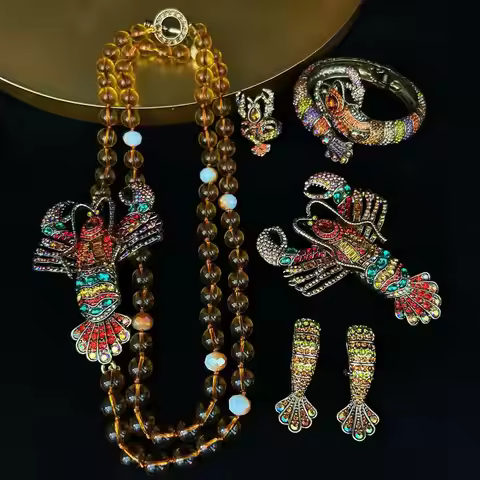 Exaggerated fashion animal set necklace earrings ring