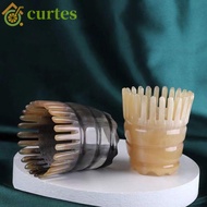 CURTES Ox Horn Massage Comb, Shampoo Comb Meridian Scrapping Wide Tooth Scalp Massager Brush, Stimulation Reflexology Gua Sha Relaxation Therapy Buffalo Horn Meridian Comb Head