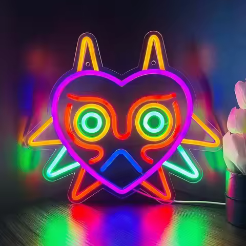 GGK Majora's Mask LED Sign LoZ Neon Sign for Room Wall Decor Gamer Gift Zelda Mask Game Room Decor L