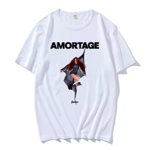Streetwear Korean Singer JISOO AMORTAGE T-shirt Ropa Hombre Hip Hop Tshirts Casual Men Women Cotton 