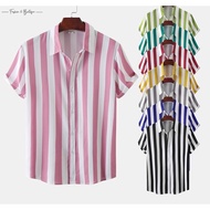 Kemeja Tema Retro Pop Yeh Yeh P. Ramlee 60an 70an Kemeja Retro Lelaki Kemeja Jalur Striped Shirt Loo