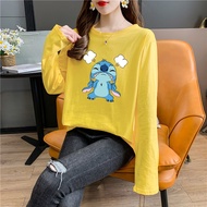 [AMYGO] Baju T Shirt Perempuan Lengan Panjang T-shirt Plus Size Long Sleeve  Blouse Clothes