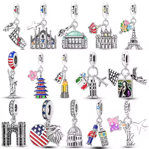 Charms 925 Sterling Silver Landscape Landmarks Charms Pendent Jewelry Fits 925 Original Bracelet Diy