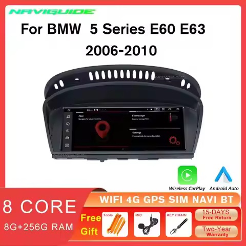 NAVIGUIDE 8.8'' 1280*480P Android 11 Car Radio Multimedia Player For BMW 5 Series E60 E61 E62 E63 CC