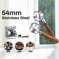 【Trusted】 54mm Portafilter Bottomless Filter For Breville Coffee Machine Stainless Steel Stand Wood