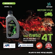 MOTION 15W50 4T 1L Fully Synthetic Motorcycle Engine Oil API SN JASO MA2 Minyak Pelincir Motor Motos