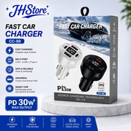 Car Charger PD30W CC-88 LED Saver Charger 4port Type-c PD + USB