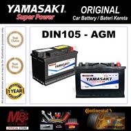 YAMASAKI DIN105 AGM LN6 - Super Power Battery 24 Months WARRANTY [Car Battery | Bateri Kereta]