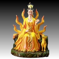 88cm Nine-tailed Fox Buddha Statue Nine-tailed Empress Qingqiu White Fox Resin Glass Steel Wood Carv