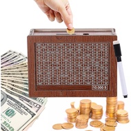 Cash Vault Wooden Savings Box 10000, Cash Vault Wooden Savings Box, Cash Saving Box with Erasable Ma