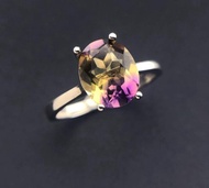 紫黃水晶戒指, 天然紫黃水晶戒指, 紫黃水晶銀戒指, 手工戒指