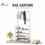 Shoe Rack Stacking Stand Hanger Clothes Hat Bag Hanging Rack Size 48 x 20 x 142 Cm