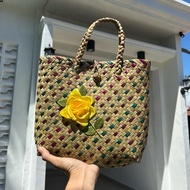 Borneo flower embroidery purun bag