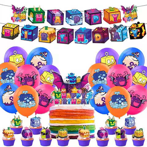 Anime Game Blox Fruits Brawl Stars Birthday Cake Topper Party Decoration Cake Decor Flag boy Shower 