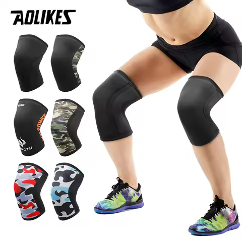 AOLIKES 1 Pair Squat 7mm Knee Sleeves Pad Support Gym Sports Compression Neoprene Knee Protector For